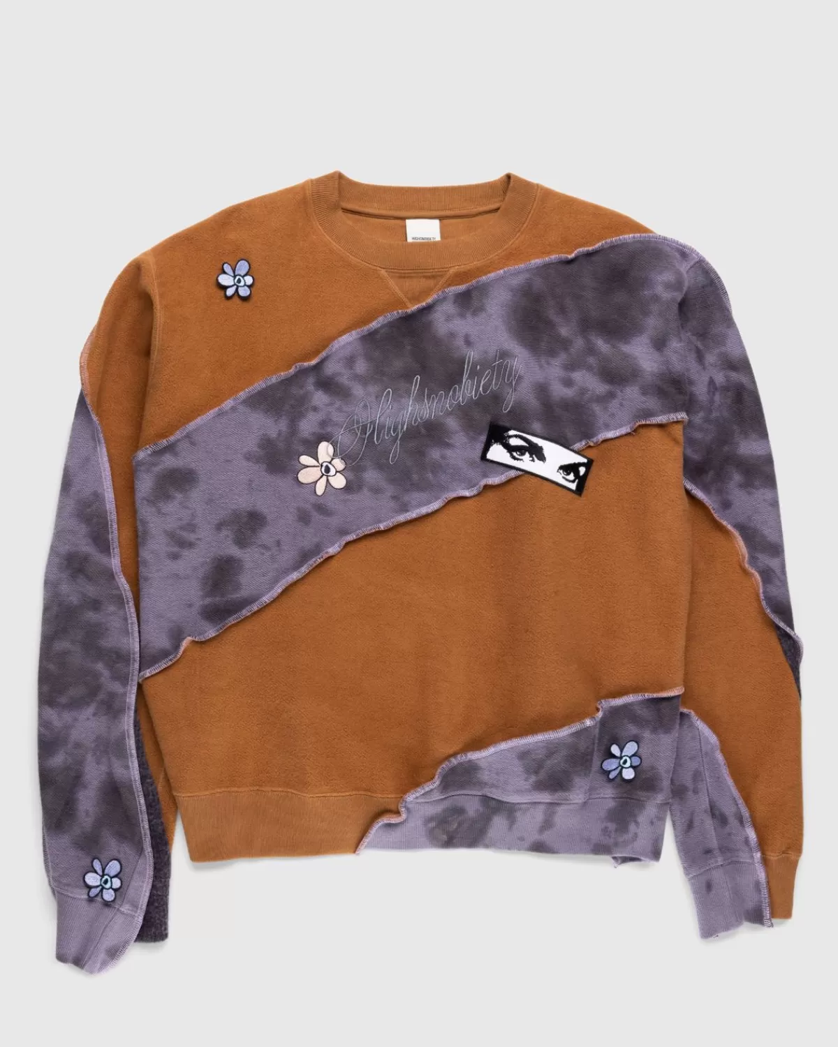 P.A.M. Pam X Highsnobiety Spiraal Upcycle Crewneck Sweat Grijs/Bruin Fashion