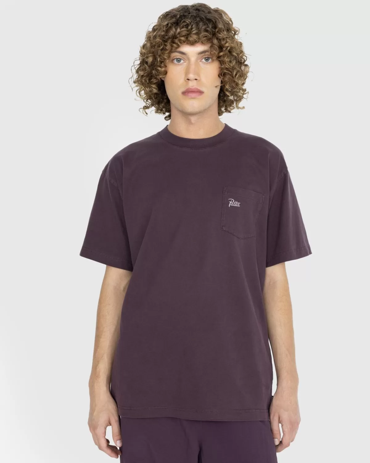 Patta Basic T-Shirt Met Gewassen Zak Pruim Perfect Online