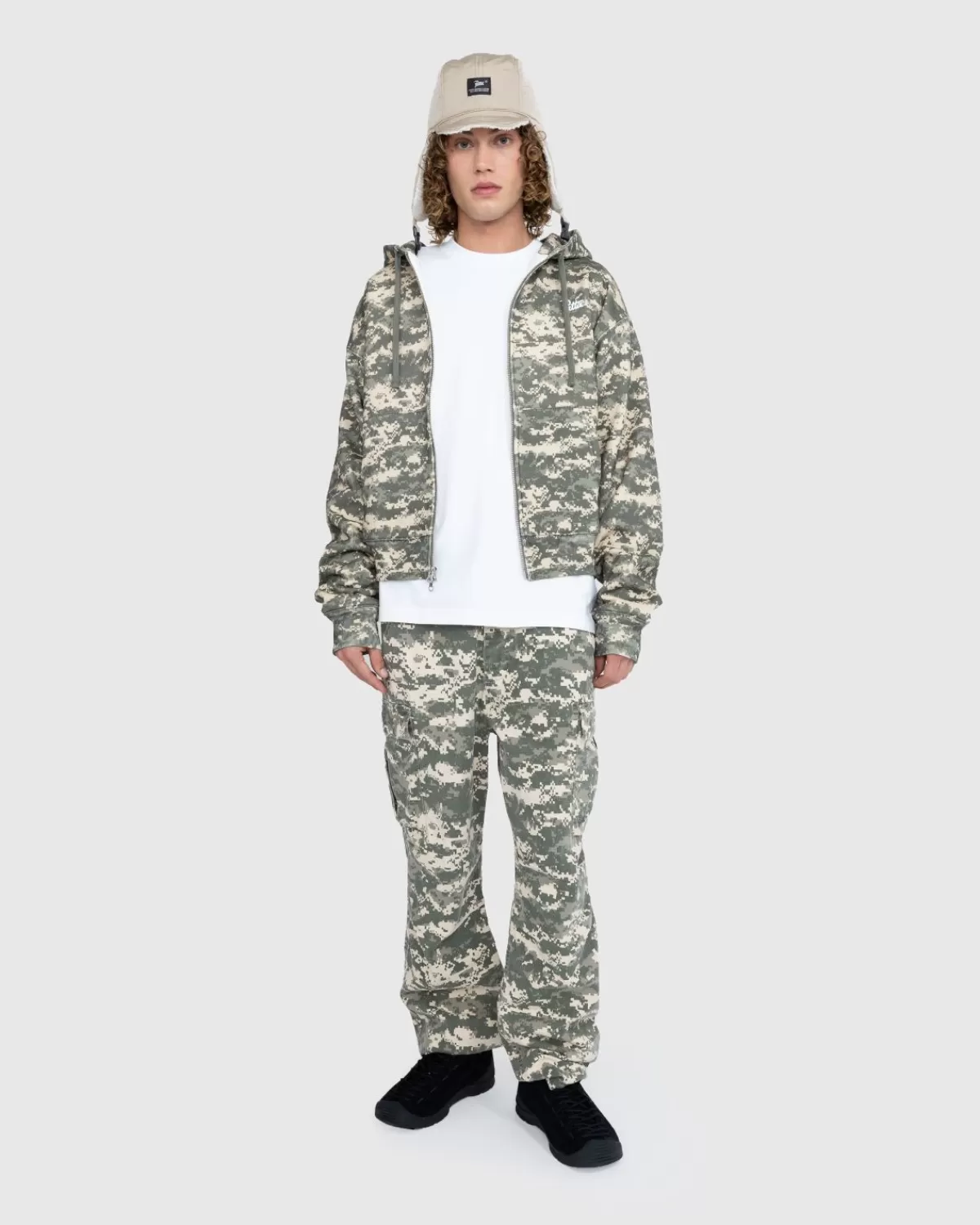 Patta Digi Wafelsweater Met Rits En Capuchon Multi/Spray Camo Best Sale