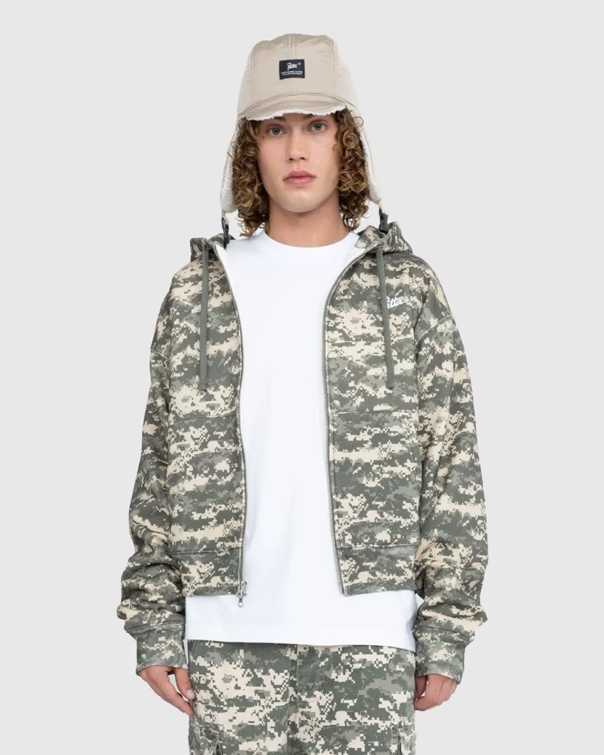 Patta Digi Wafelsweater Met Rits En Capuchon Multi/Spray Camo Best Sale