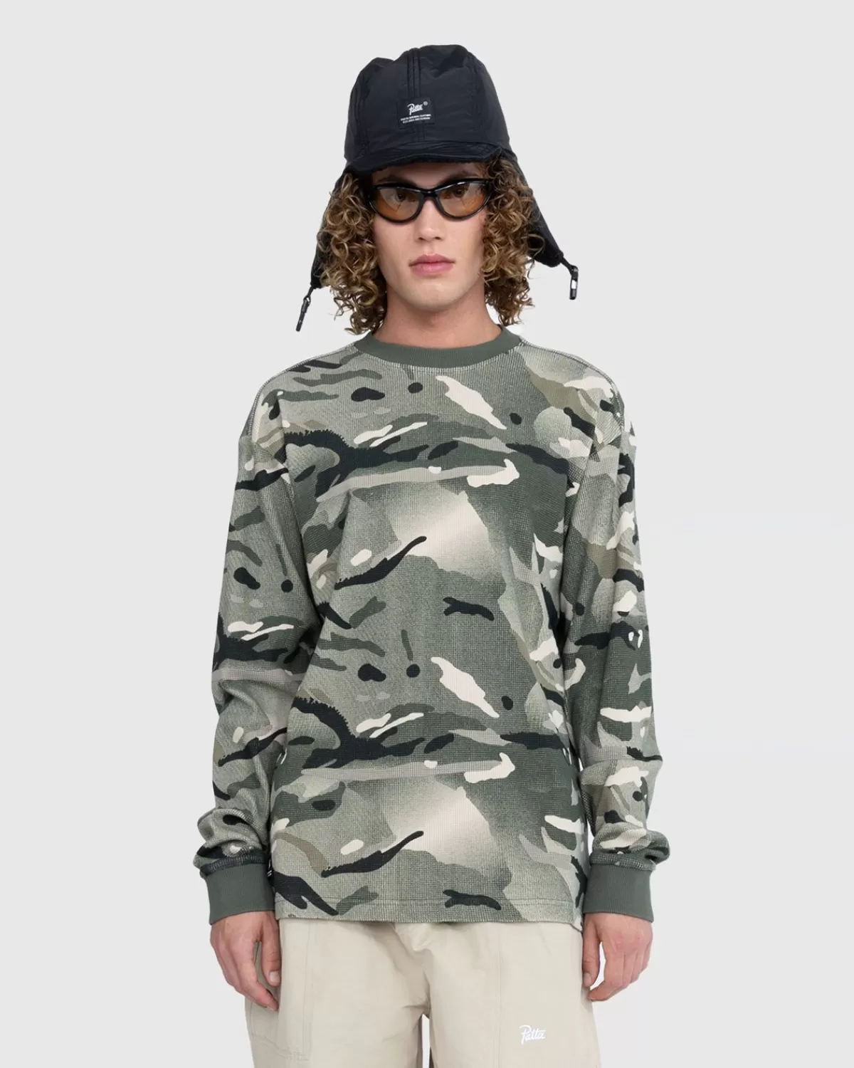 Patta Spray Camo Wafel T-Shirt Met Lange Mouwen, Multi Fashion