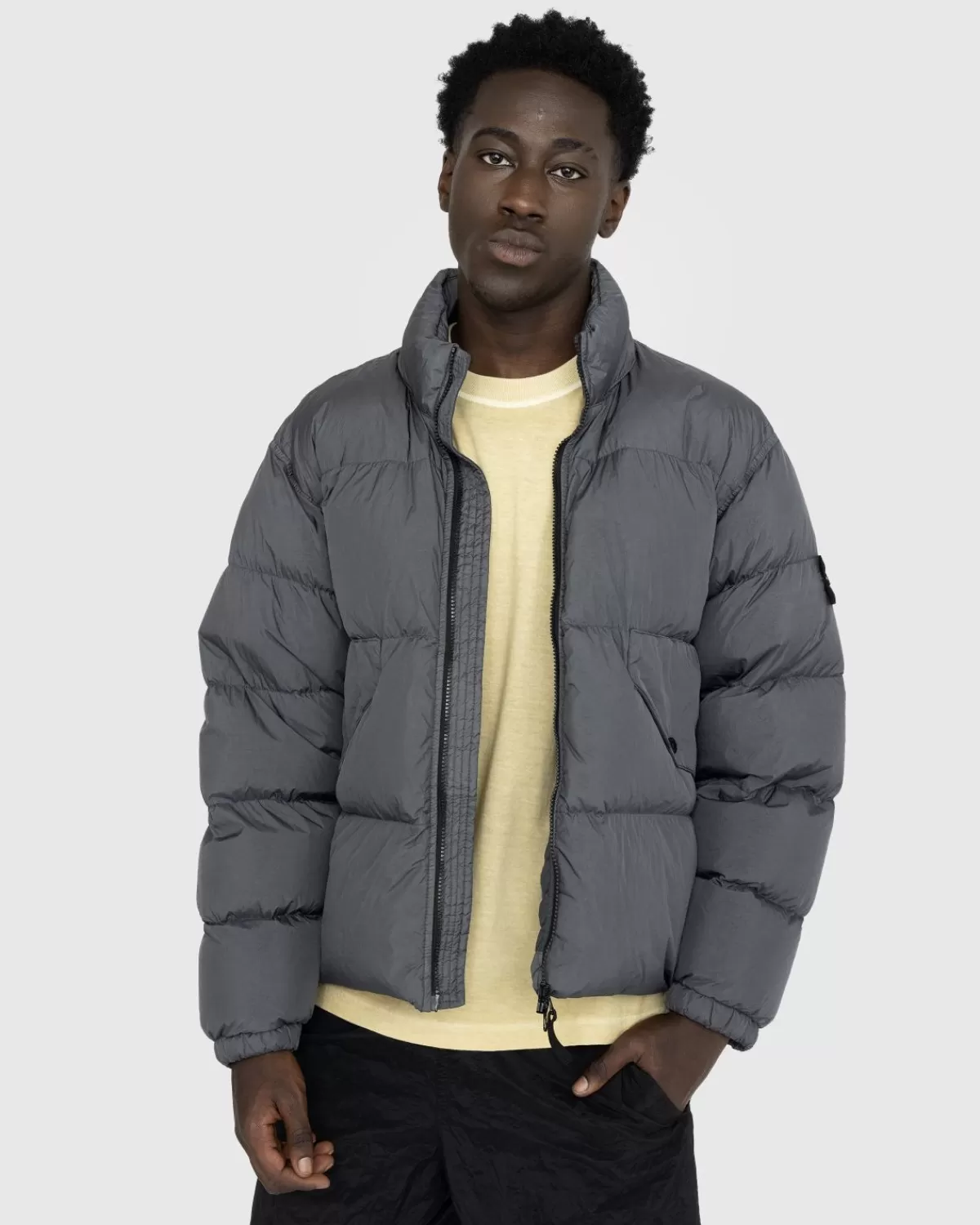 Bovenkleding^Stone Island - Garmentgeverfd Gerecycled Nylon Donsjack Loodgrijs