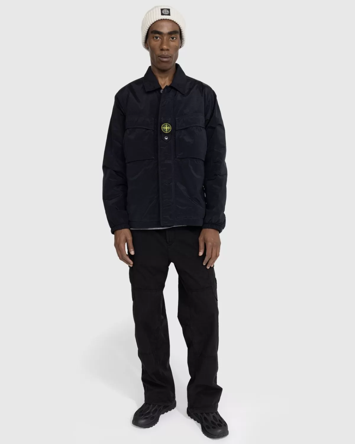 Broek^Stone Island Cargobroek Van Stretchkatoen Gabardine Zwart