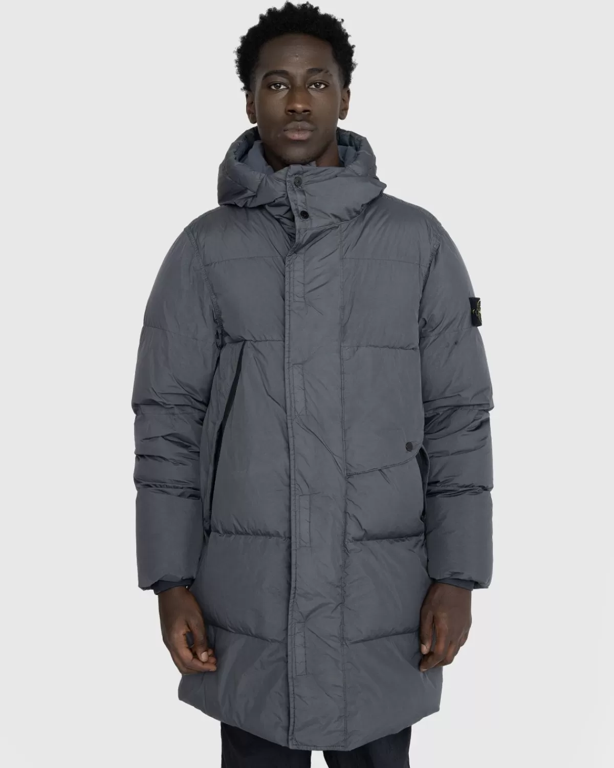 Bovenkleding^Stone Island Garmentgeverfd Lang Jack Loodgrijs