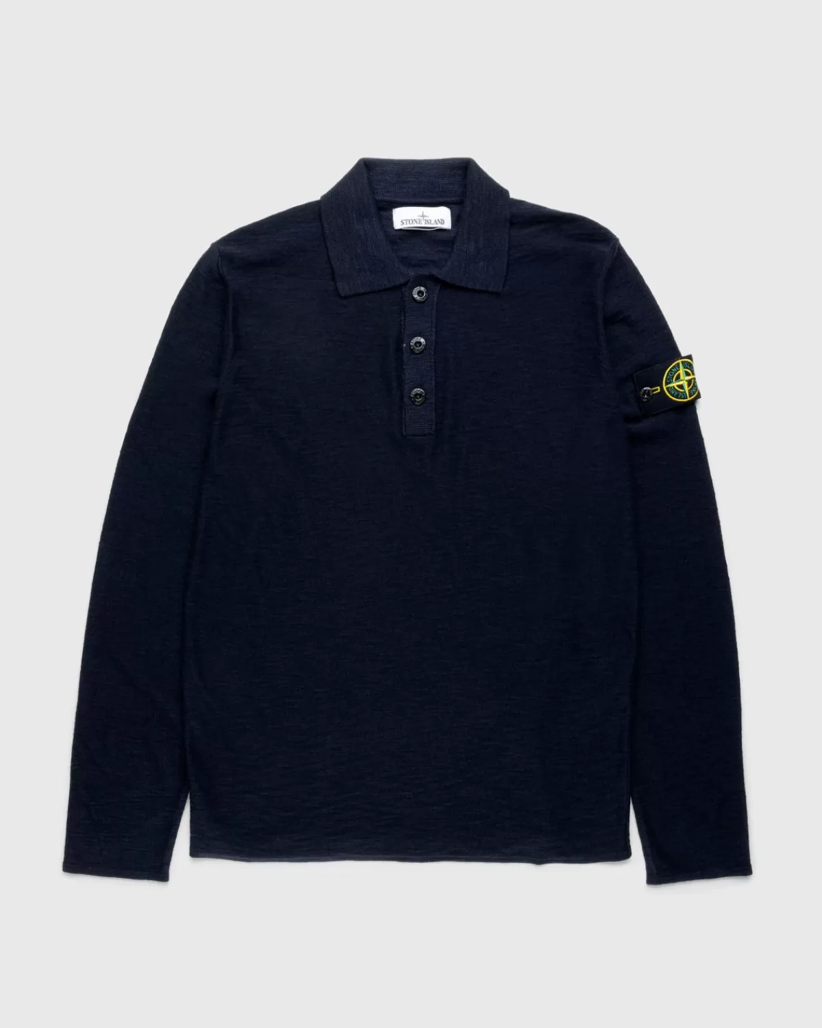 Gebreide Kleding^Stone Island Gebreid Poloshirt Met Lange Mouwen Marineblauw