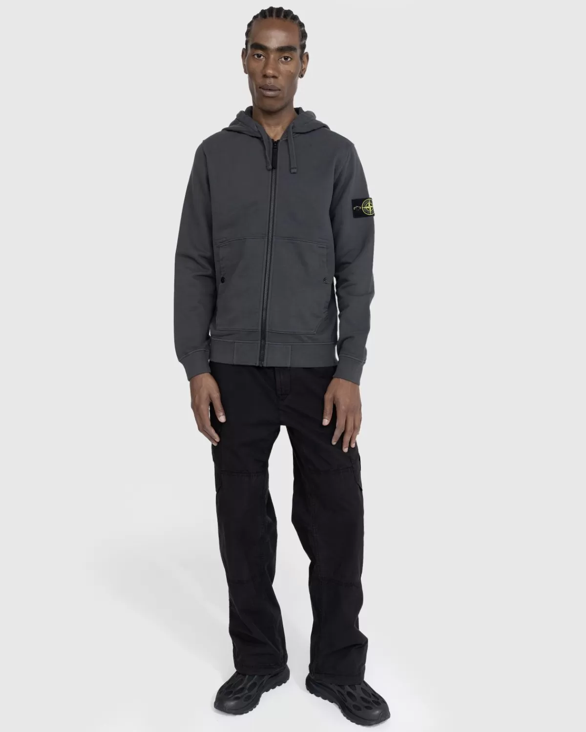 Gebreide Kleding^Stone Island Jack Met Logopatch En Capuchon Loodgrijs