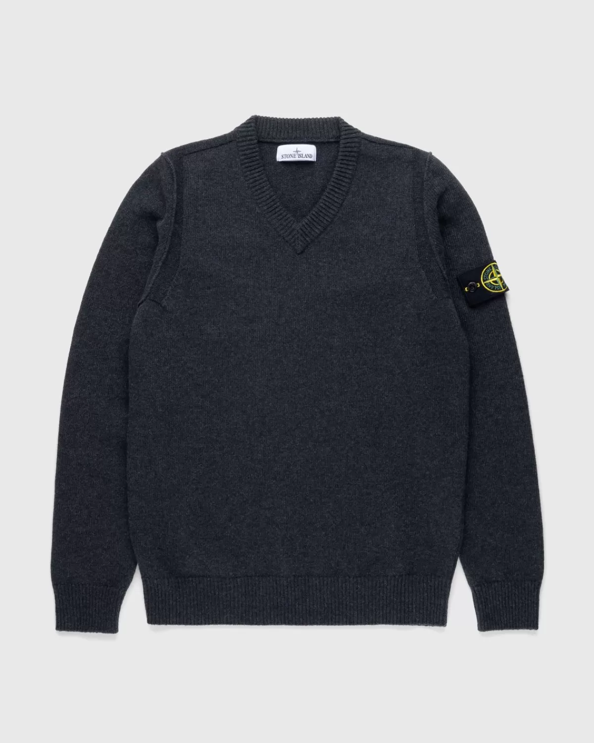 Gebreide Kleding^Stone Island V-Hals Trui Gemeleerd Houtskool