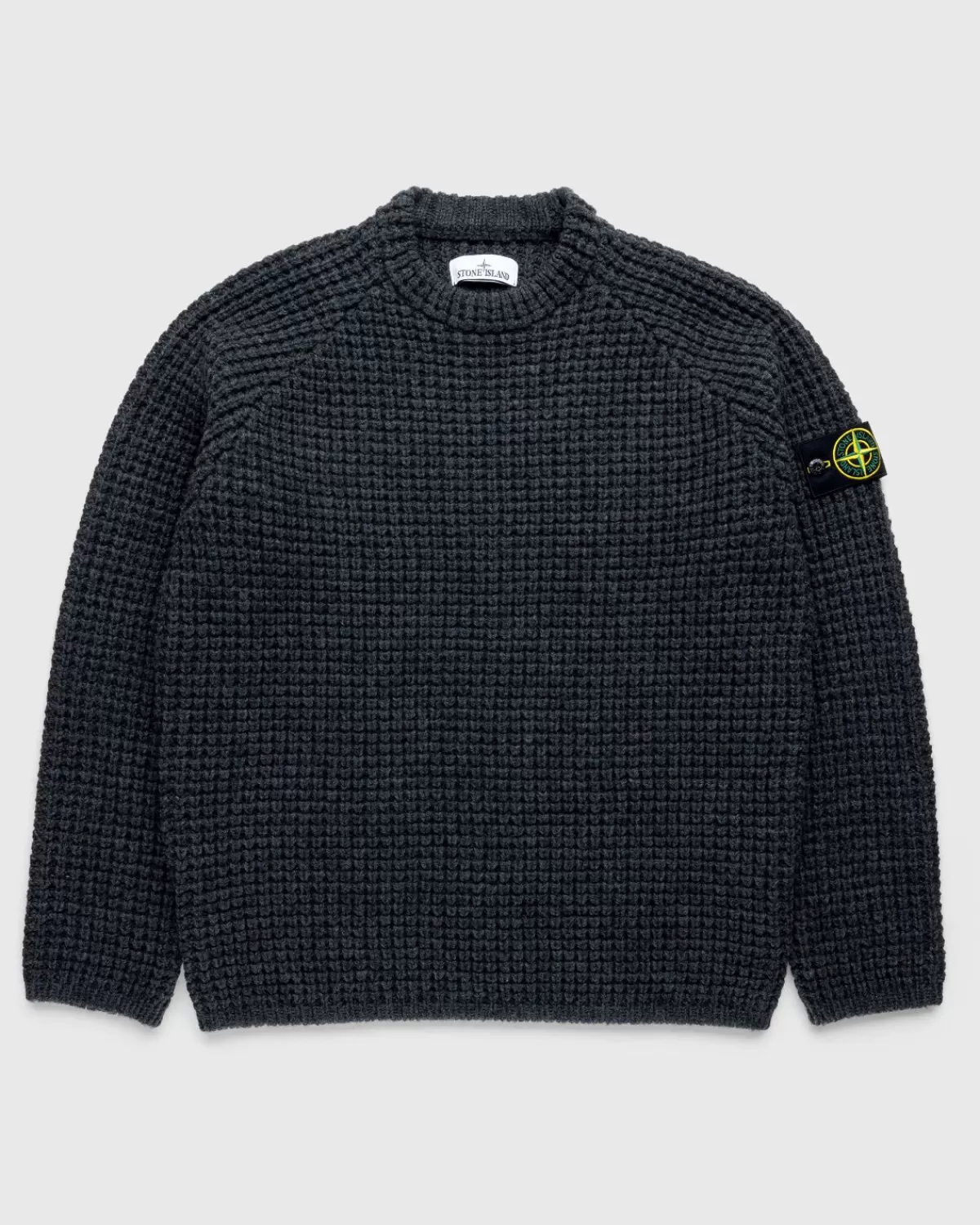 Gebreide Kleding^Stone Island Wafelgebreide Trui Gemeleerd Houtskool