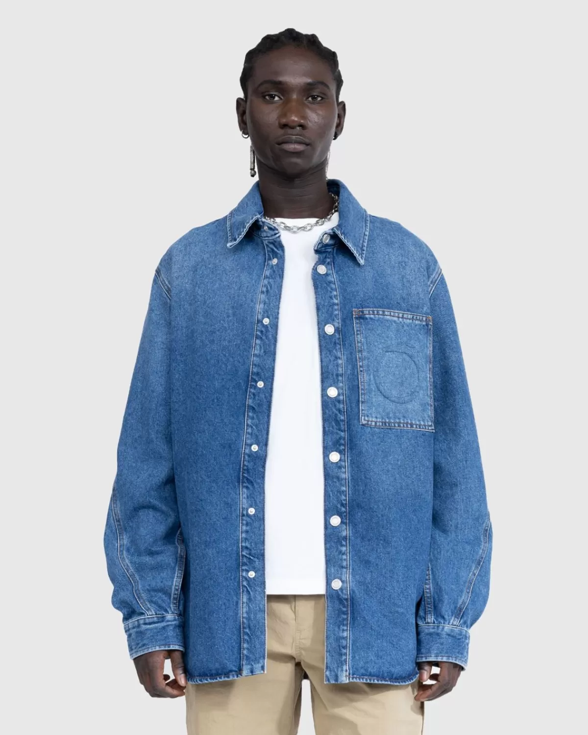 Overhemden^Trussardi Denim Overhemd Met Relief Blauw