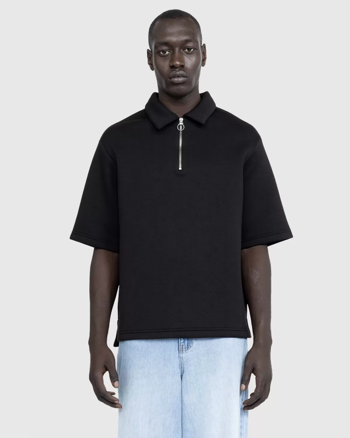 Overhemden^Trussardi Scuba-Polo Met Kwartrits, Zwart