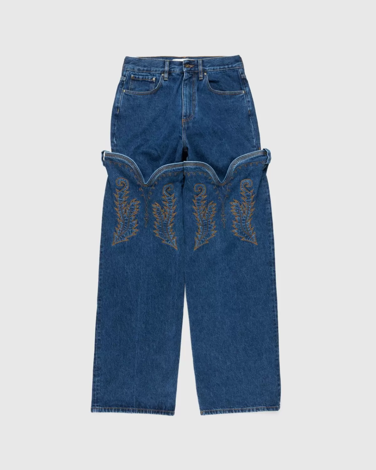 Broek^Y/Project Klassieke Maxi Cowboy Cuff Jeans Marineblauw